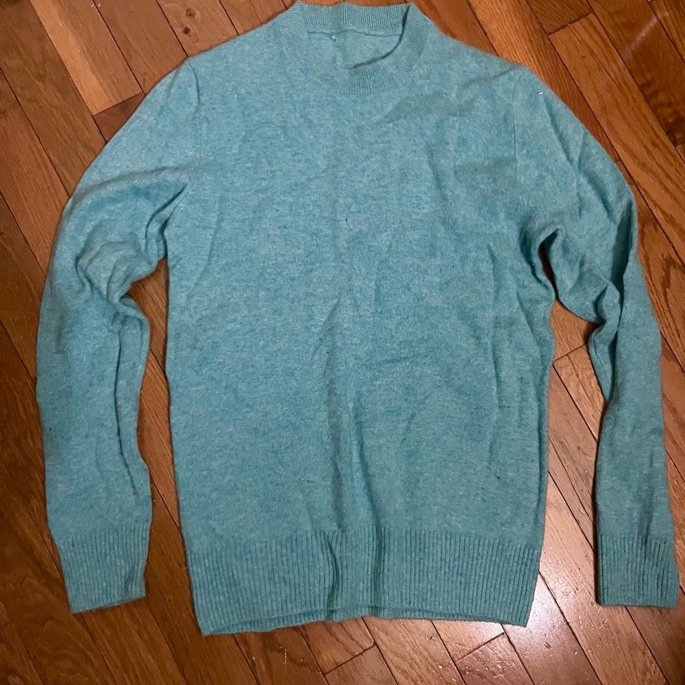 J Crew Men’s Teal 100% Cashmere Crewneck Sweater - Large